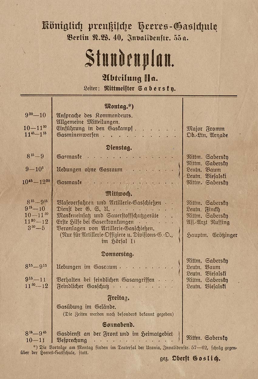 Scan of a typewritten list in German