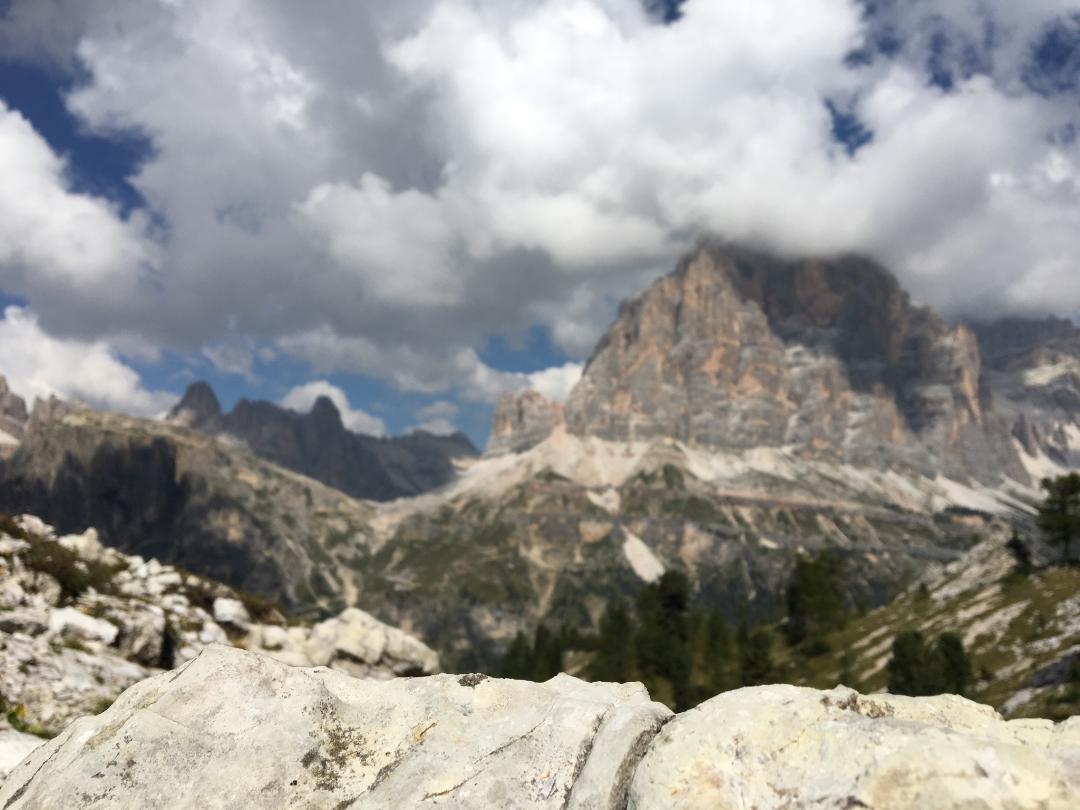 View of a mountain range and a valley from high up