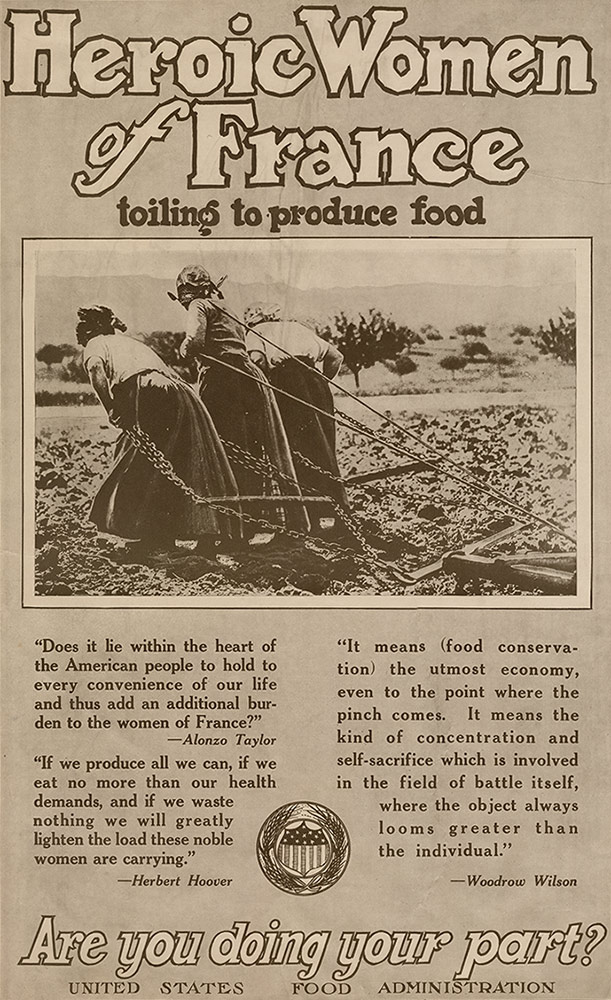 Affiche de l'US Food Administration sur les "femmes héroïques de France"