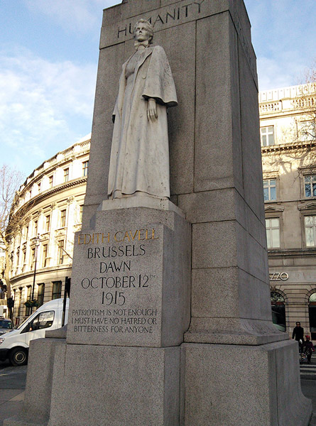 Stone monument to Edith Cavell in London