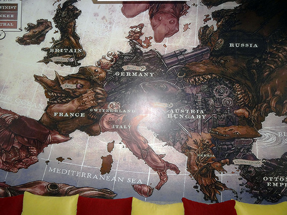 Museum display of a WWI-era map