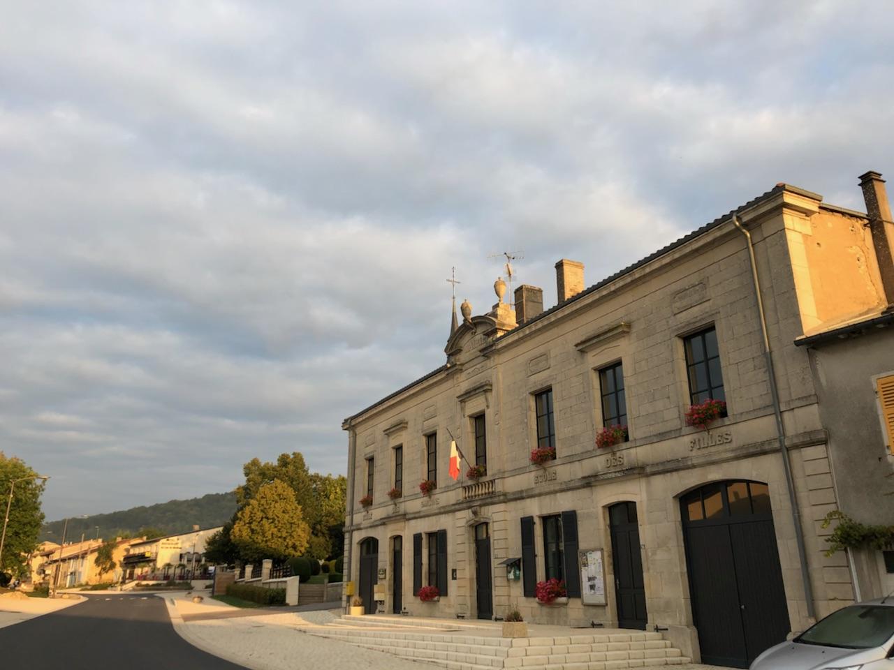 Historical buildings along a road