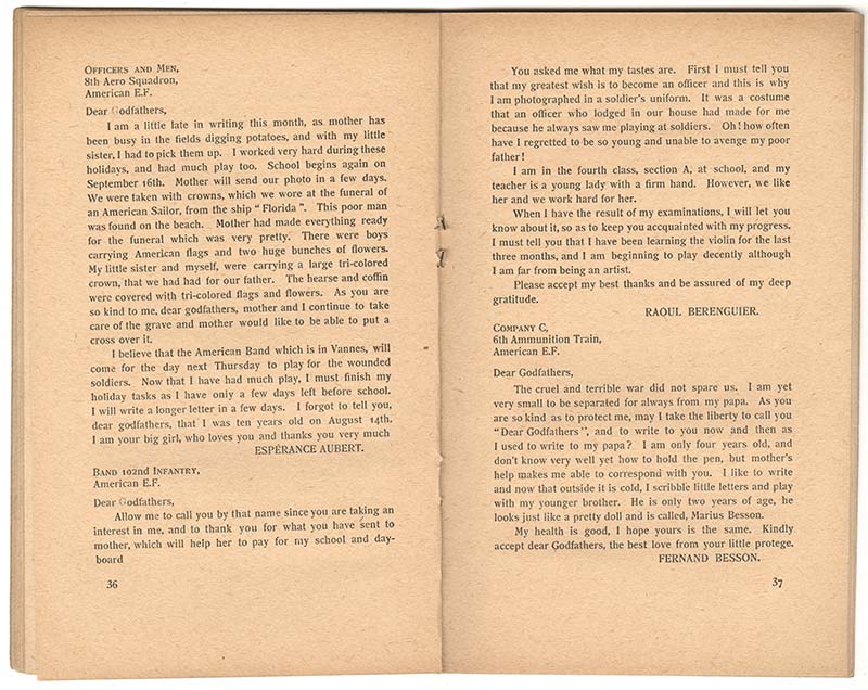 Scan of two pages of the pamphlet of letters
