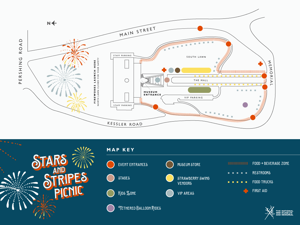 Map of Museum Grounds for Stars and Stripes Picnic event