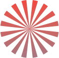 Stylized graphic of a red firework starburst