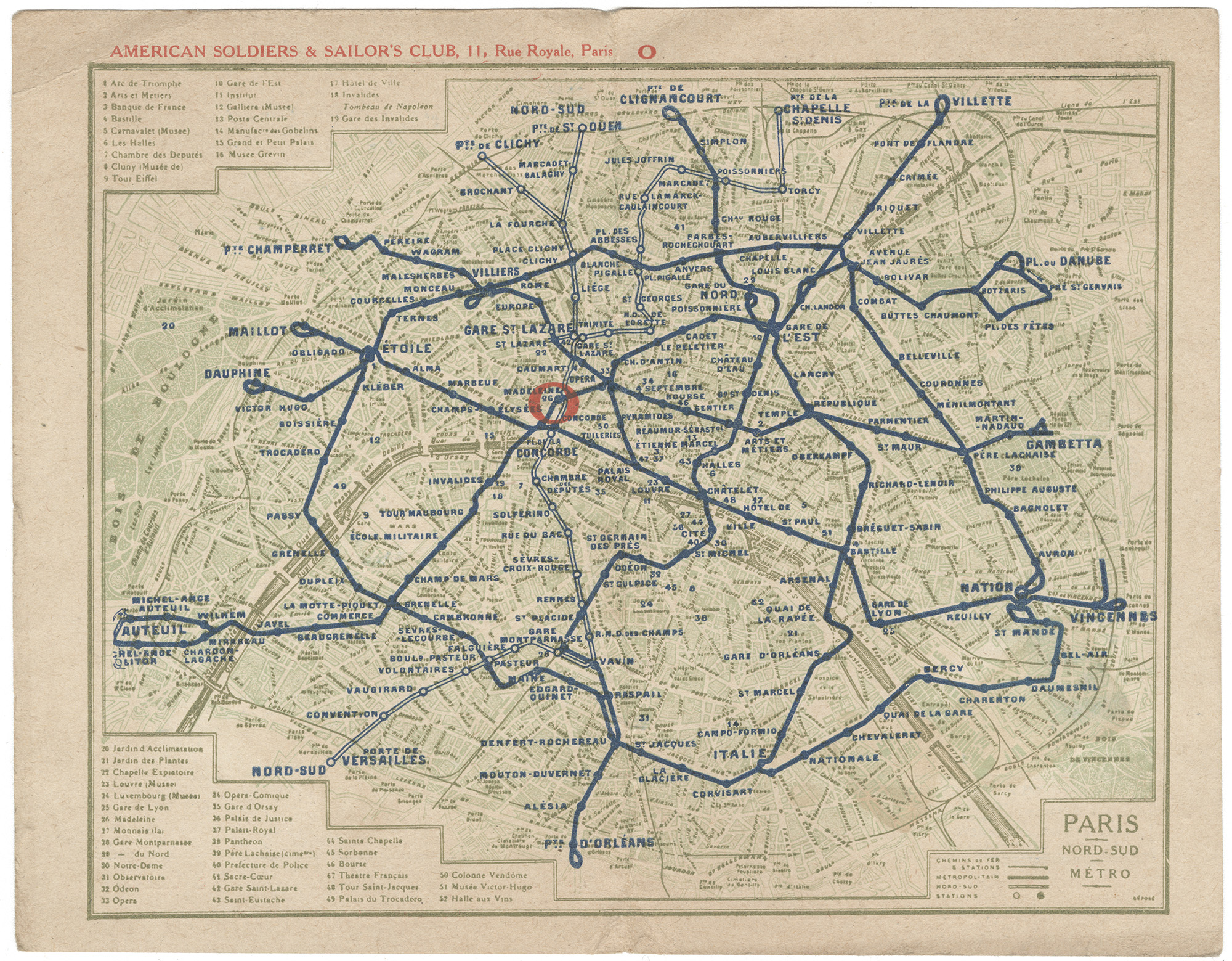 Plan vintage du métro de Paris