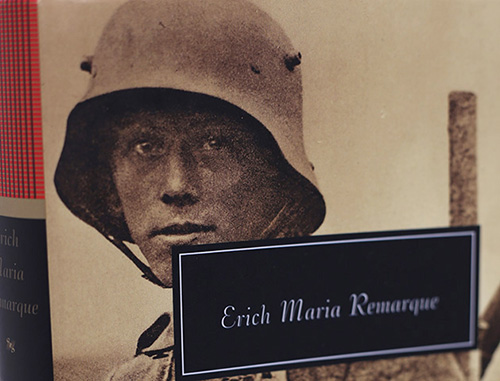 Modern photo close-up of the cover of a book featuring the face of a young German WWI soldier
