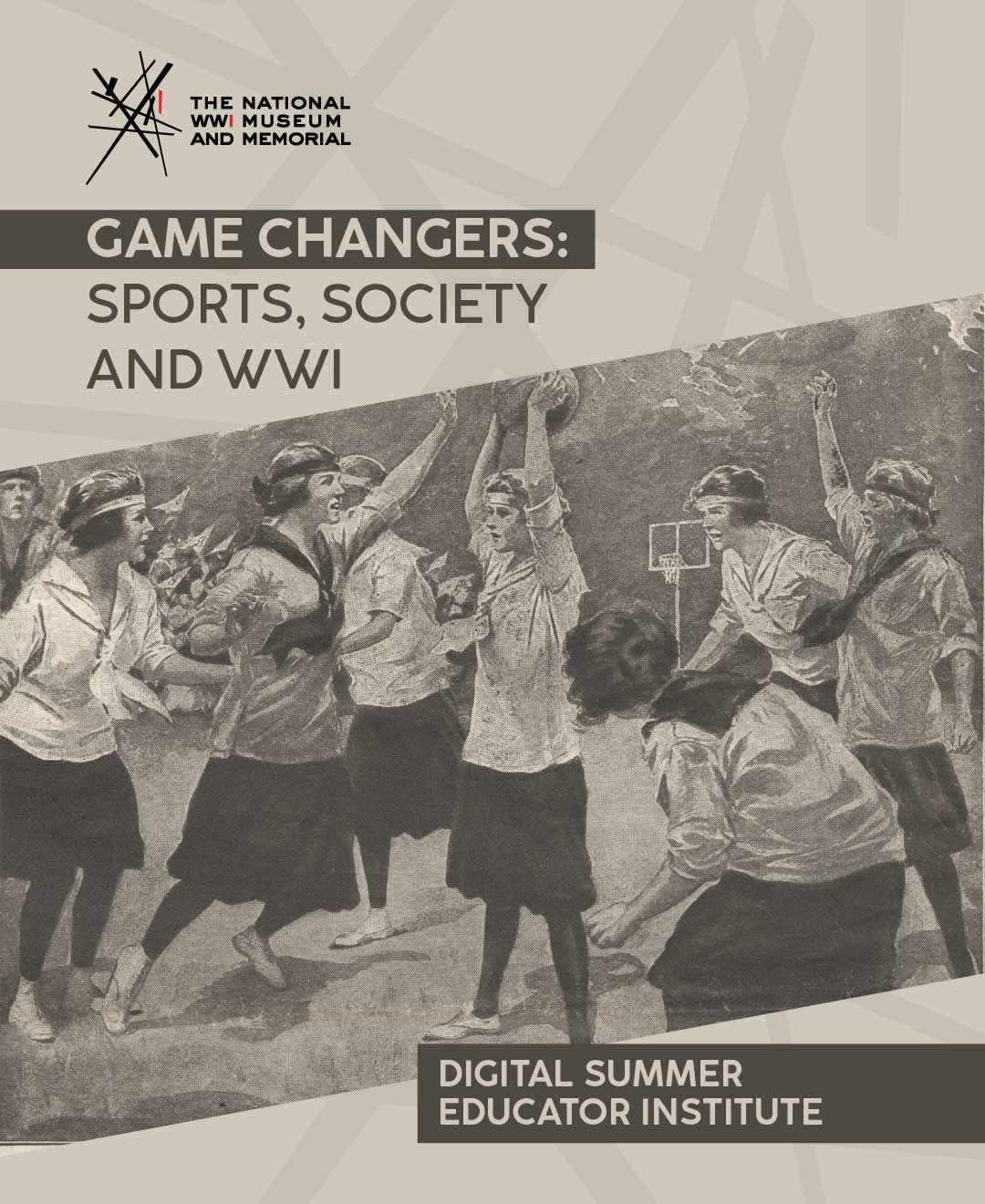 Illustration of schoolgirls in school uniform playing basketball