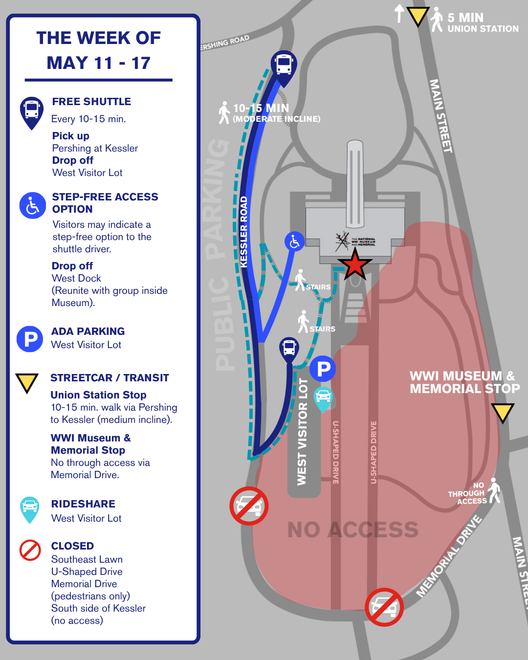 Map of the grounds showing open and restricted areas