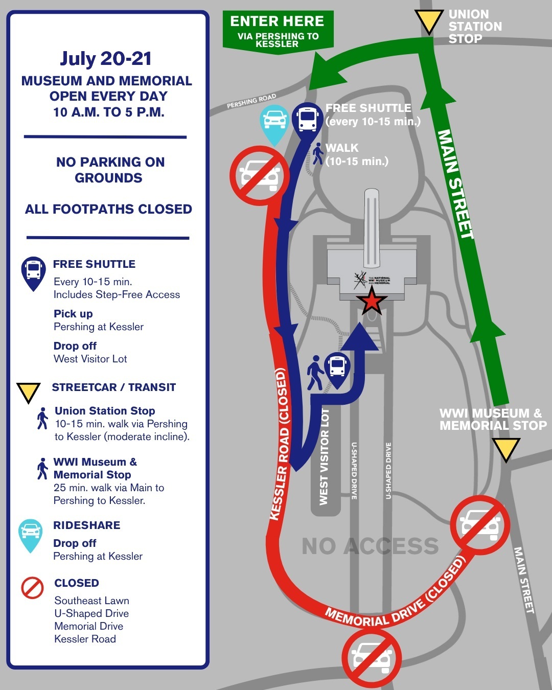 Map of campus showing pathways and areas that are off-limits