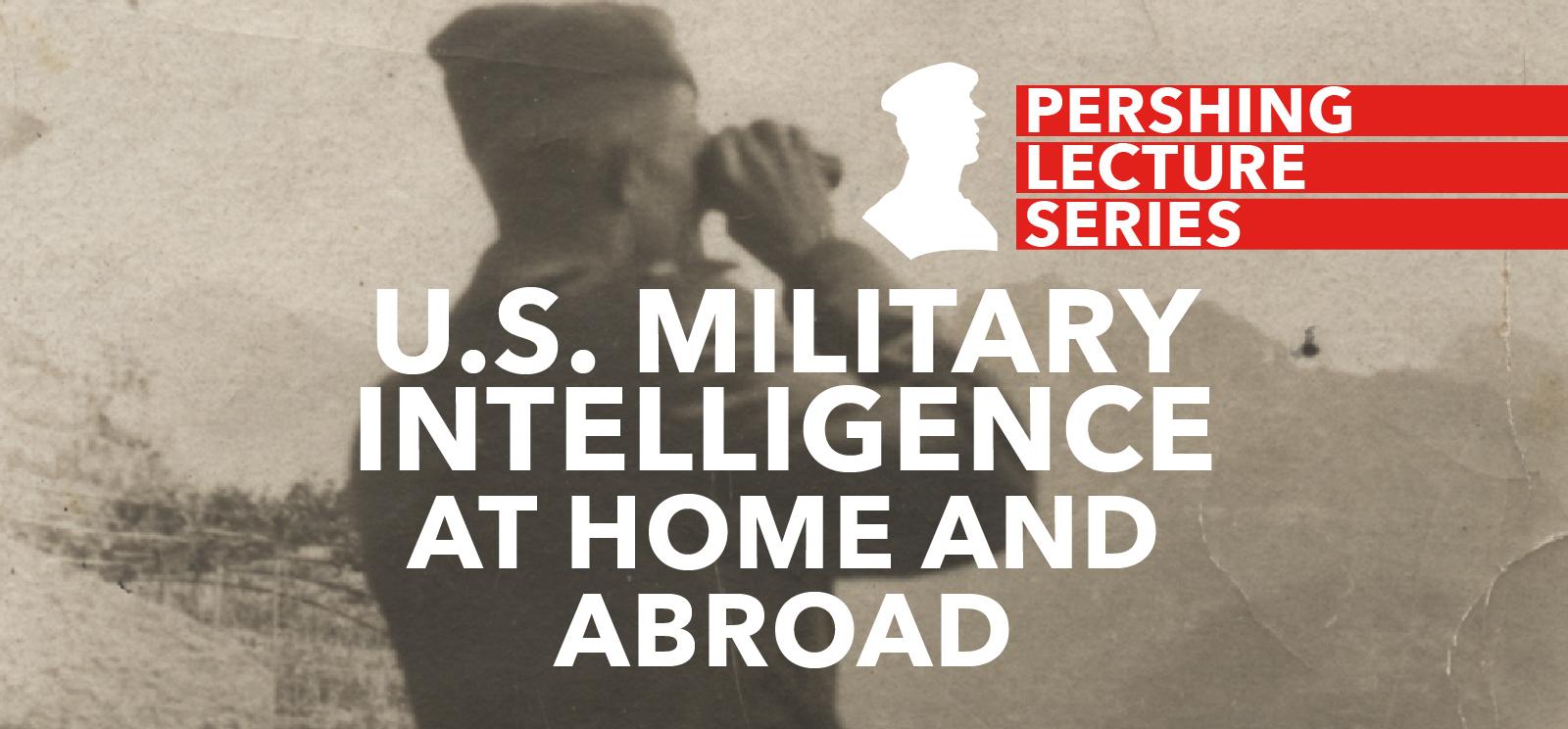 Black and white photo of a man in WWI military field uniform gazing into a distant landscape with a pair of binoculars