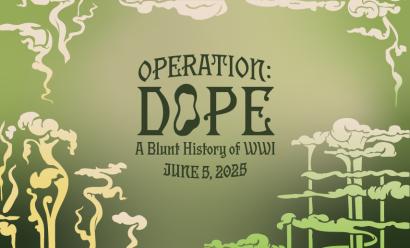 Surreal graphics of smoke tendrils on a green background